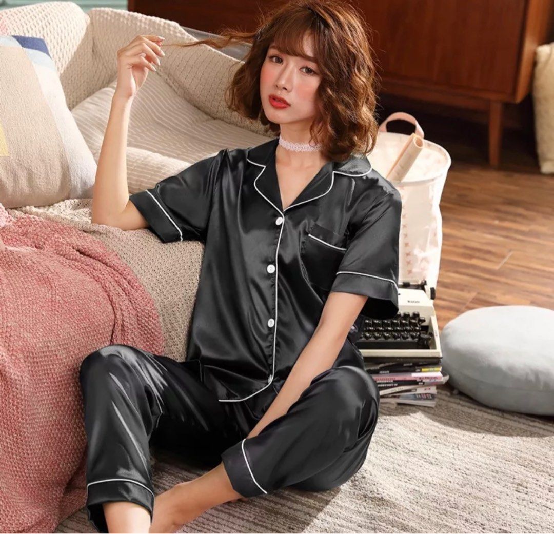 Quality Satin Pyjamas Beautiful Soft Short Long pants Women s Fashion New Undergarments Loungewear on Carousell