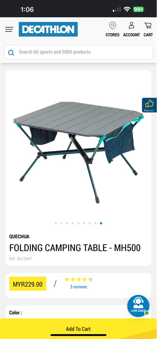 QUECHUA FOLDING CAMPING TABLE MH500, Sports Equipment, Hiking & Camping on Carousell