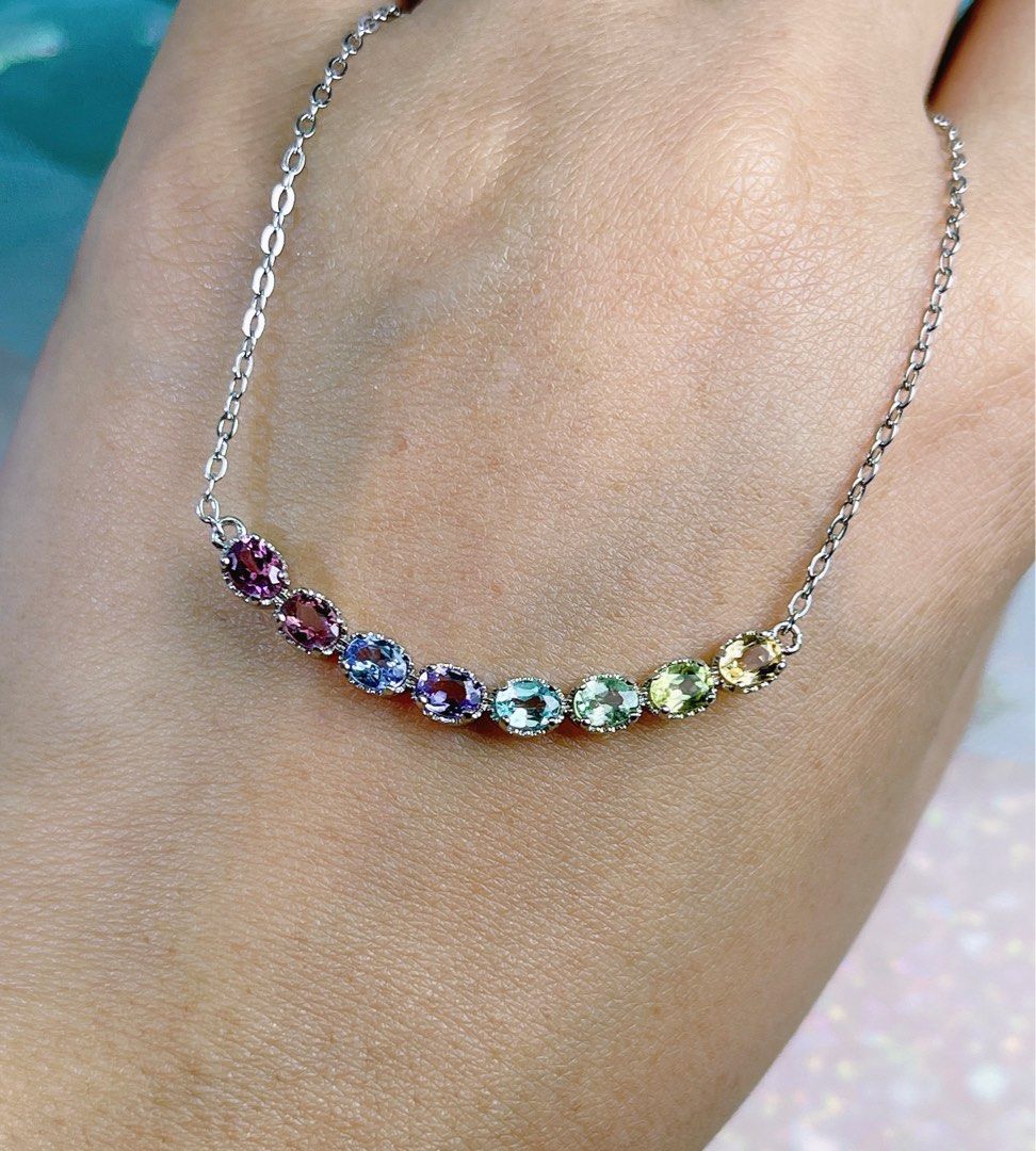 Rainbow gemstone new arrivals necklace