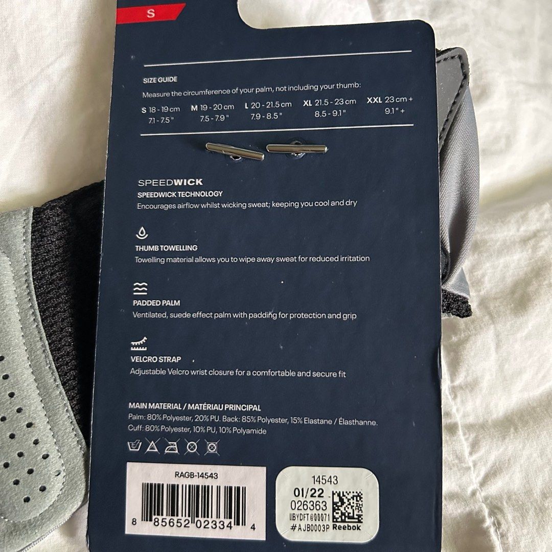 Reebok gloves size chart 2025