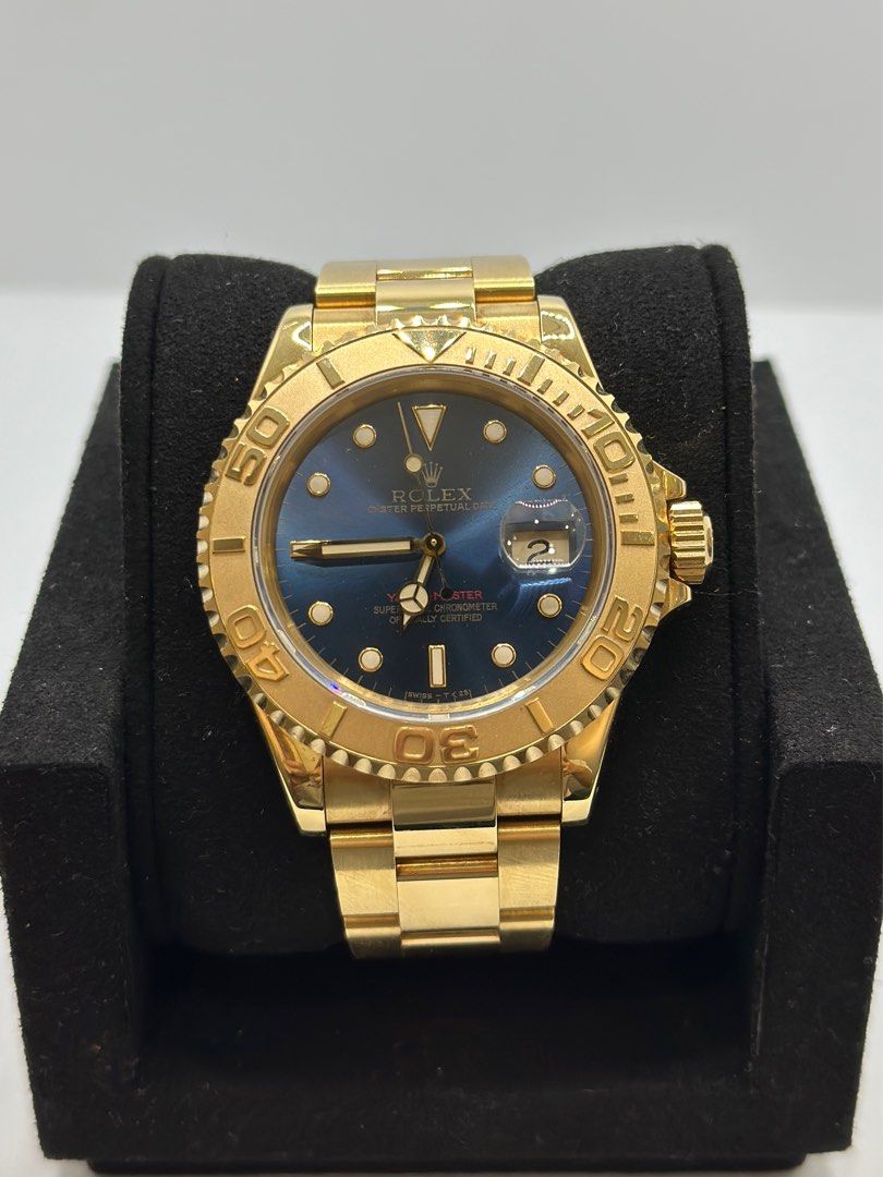 Gold rolex blue discount face