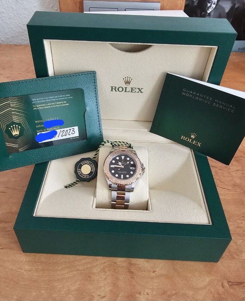 Rolex Two Tone Yachtmaster 37mm (Category: Luxury Watches) located in Makati City. Submitted by shibadaddy (Listing ID 1258325998, Image 3). Description: Rolex Yachtmaster Ref. 268621 37 mm Two Tone Rose gold case Oyster bracelet Card dated 2023 Full set: complete links, warranty card, triple box, tags (including serial), manuals Condition: Brand New Price slightly negotiable. DM for inquiries. 🙏🏽.