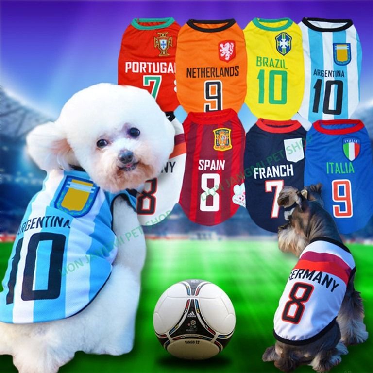 S 5XL Football Jersey Shirt Costume Baju Kucing Jantan Betina Murah Cat Dog Pet Puppy Clothes Shirt Dress