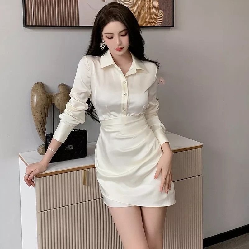 White silk shift dress cheap