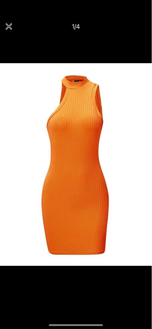 SHEIN Coral orange bodycon dress, Women's Fashion, Dresses & Sets, Dresses  on Carousell