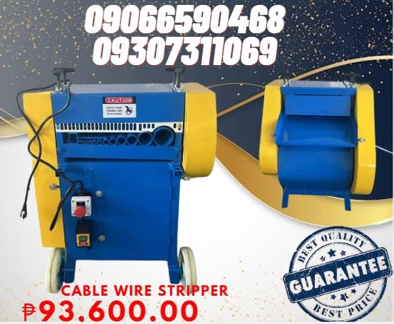 Single Blade Cable Wire Stripper (Category: Construction Tools & Equipment) located in Aroroy. Submitted by 09307311069 (Listing ID 1258297326, Image 1). Description: Name: Wire stripping machine single blade Model: V-KOF Cable diameter: 1.5~55mm Power: 2.2kW Capacity: 30m/min Net weight: 110kg Machine size: 760*640*920mm Voltage: 1 phase.