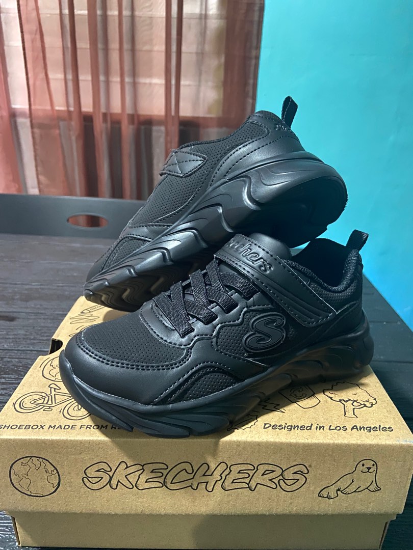 Skechers School Uniform Black shoes Tardy Time kids US 11.5, Babies & Kids, Babies & Kids