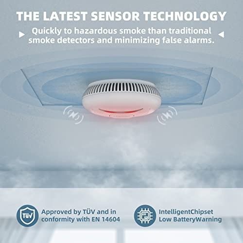 Smoke Alarms, 10Year Battery Fire Alarm Smoke Detector Smart silence, Conforms to BS EN 14604