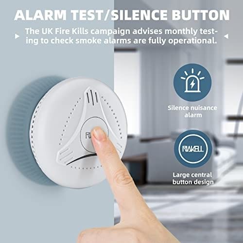 Smoke Alarms, 10Year Battery Fire Alarm Smoke Detector Smart silence, Conforms to BS EN 14604