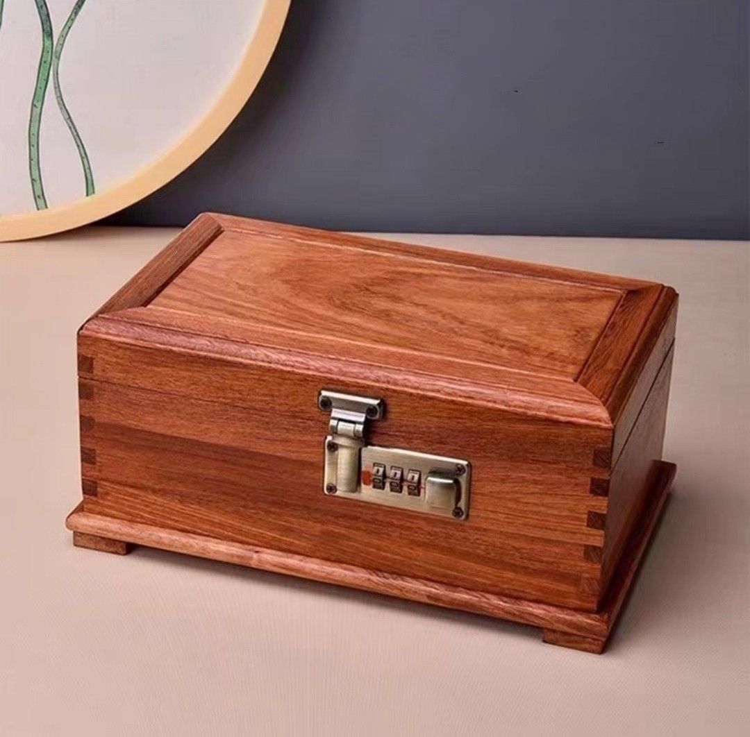 Solid Burmese Teak Wooden box for Watch jewellery 2 sizes 25x15x11cm 120 21x10x14cm 100. With lock. Can store cash jewellery watch gold bar