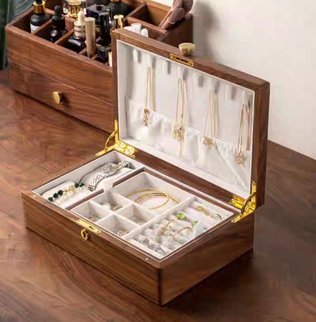 Solid Natural Walnut Wood Jewellery Box 2 size available 34x23x10cm 150 28x18x8cm 130. Perfect as birthday house warming or wedding gift. Can
