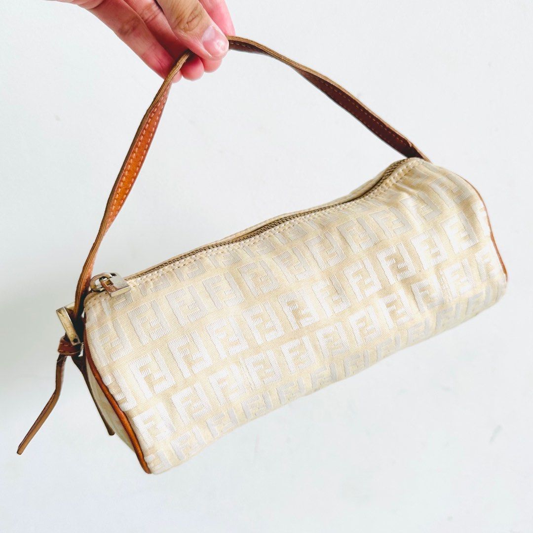 STEAL Fendi Beige White FF Monogram Logo Papillon Roller