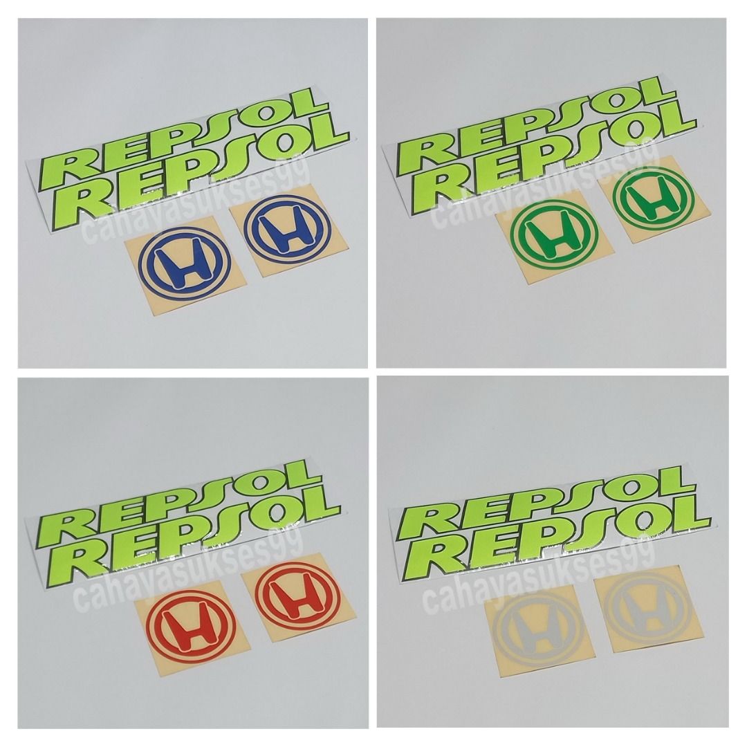 Sticker Motor REPSOL Hijau Stabilo Reflective Size Besar 30cm x 4,3cm ...