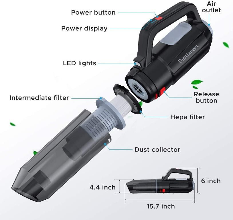 [Stockist.SG] distianert Handheld Vacuum Cleaner 7 Kpa, Portable Vacuum
