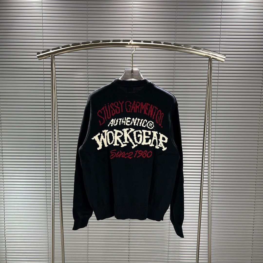 Stussy Sweater AUTHENTIC WORKGEAR SWEATER 斯圖西字母嵌花針織圓領