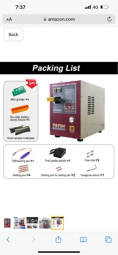 SUNKKO 737DH Battery Spot Welder, Pulse Welding Machine for 18650 14500 ...