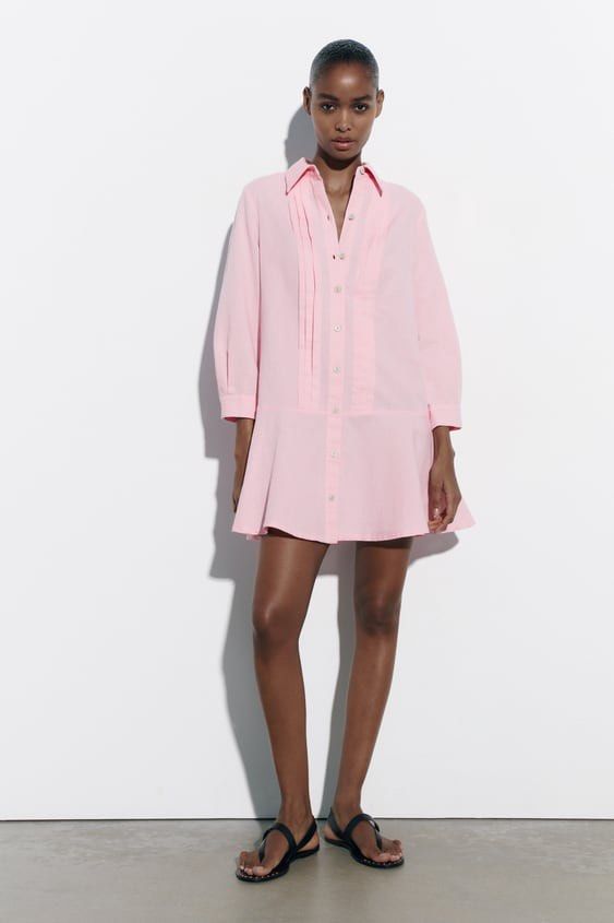 Pink ruffle dress zara top