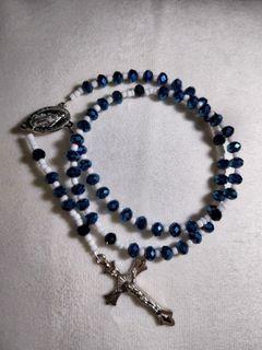 Swarovski style crystals Hand crafted Blue rosary