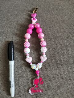Sweet Pinky Barbie Hp Straps Charm Beads Keychain