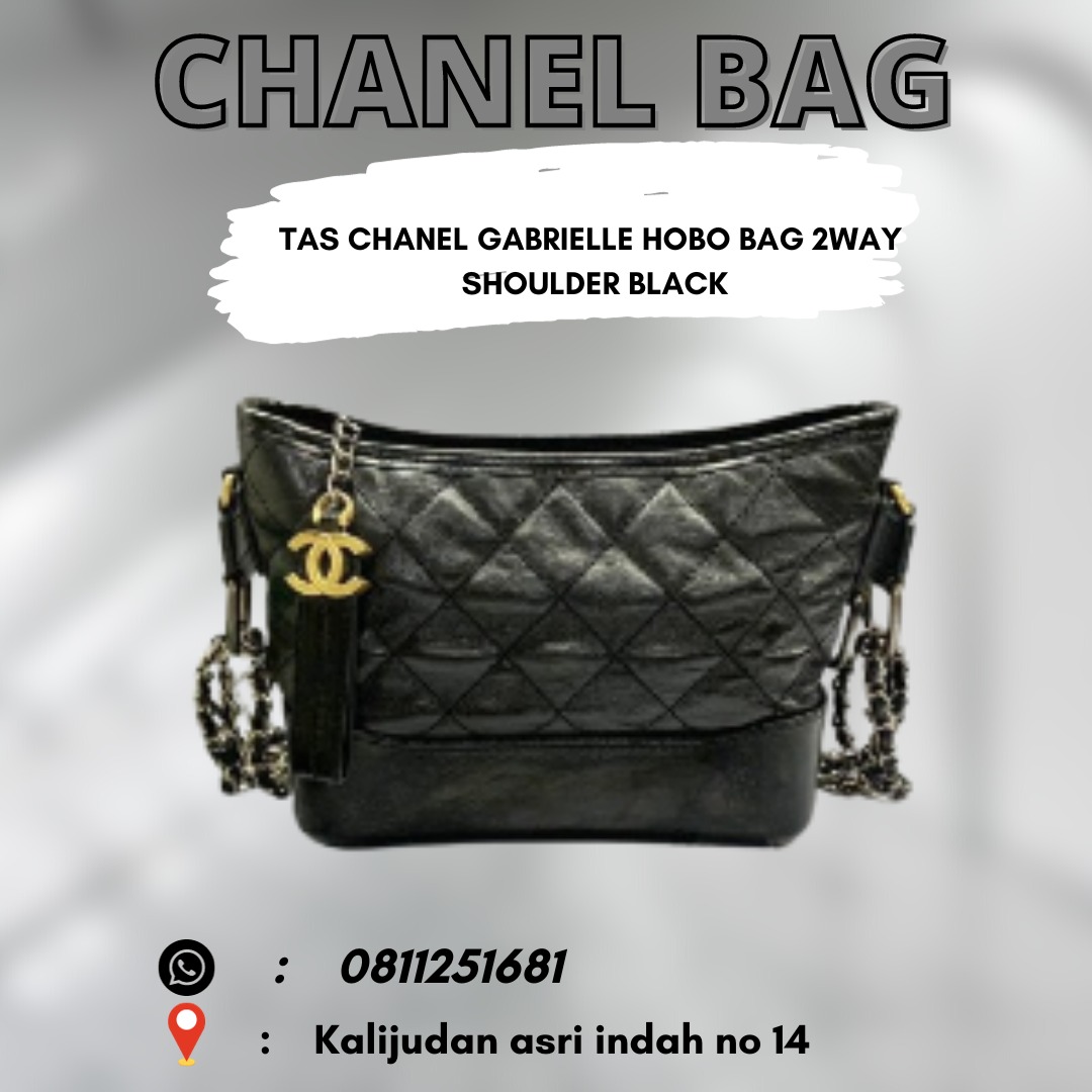 Tas Chanel Gabrielle Hobo Bag 2Way Shoulder Black
