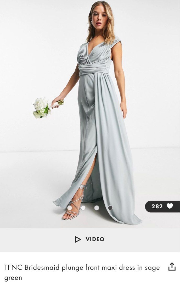 tfnc bridesmaid dresses sage Lucia Sage Green Off The Shoulder And Skinny Straps Cowl Back Bridesma