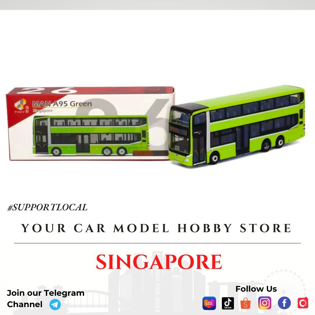 TINY SG26 DIECAST SINGAPORE BUS MAN A95 GREEN, Hobbies & Toys, Toys