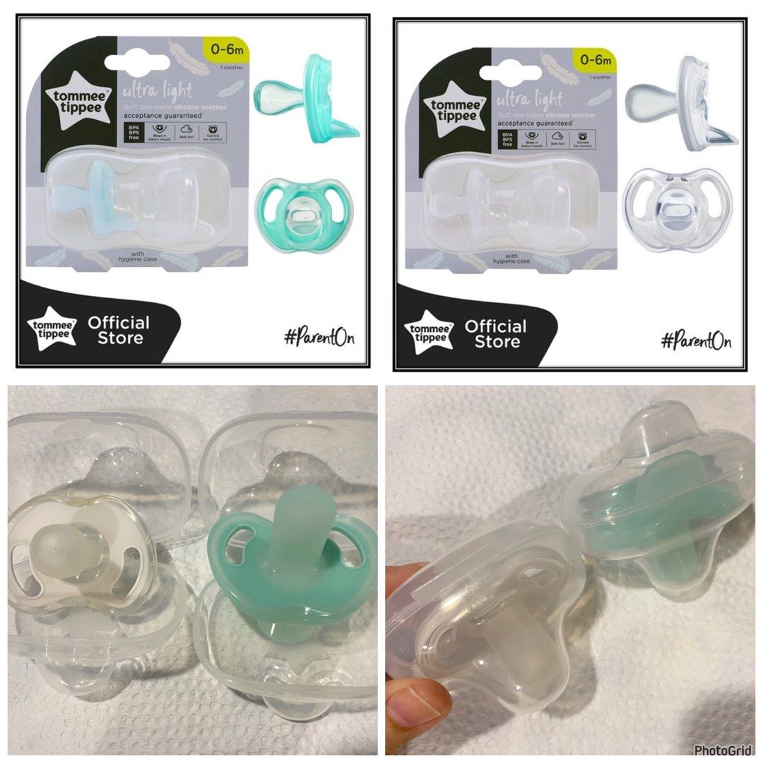 SET of 2 Tommee Tippee Ultralight Onepiece Pacifier 06mos, Babies
