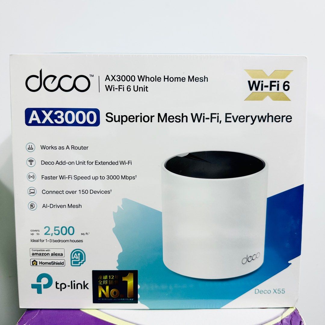 全新未開封TP-Link DECO X55 AX3000 Whole Home Mesh Wi-Fi Unit, 電腦
