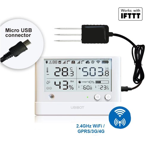 UbiBot Industrial Wireless Remote Temperature Humidity Ambient Light Sensor  2.4GHZ WiFi 24/7 Alerts Data Logger Free iPhone/Android Apps Monitor