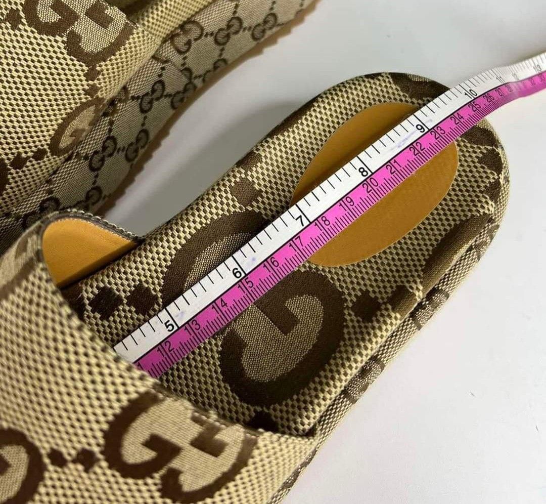 Used once Gucci Platform Slide Maxi GG Canvas Ebony Size 37 25 cm Women s Fashion Footwear Sandals on Carousell