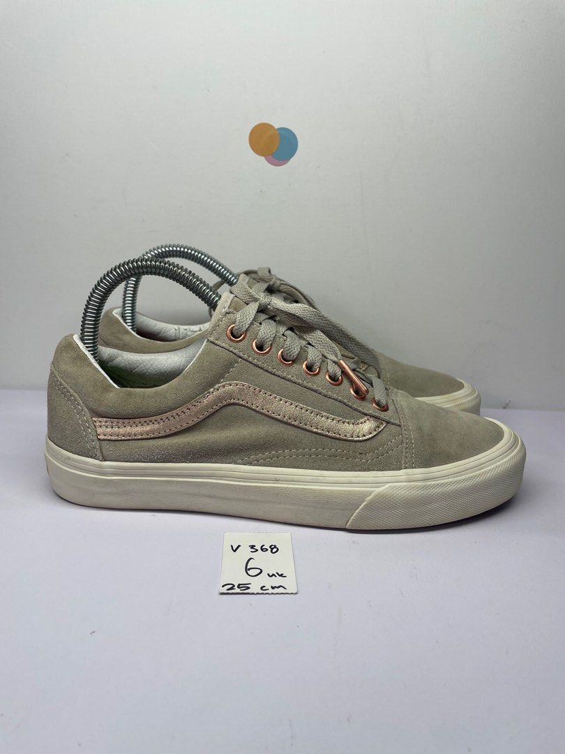 Vans old skool light grey rose gold hotsell