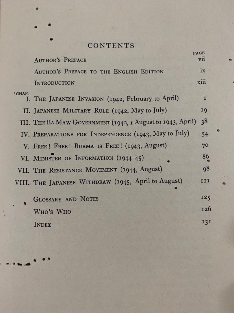 VINTAGE BOOK: Burma Under The Japanese Pictures and Portraits by Thakin