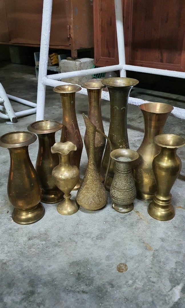 Vintage Brass Vases Assorted