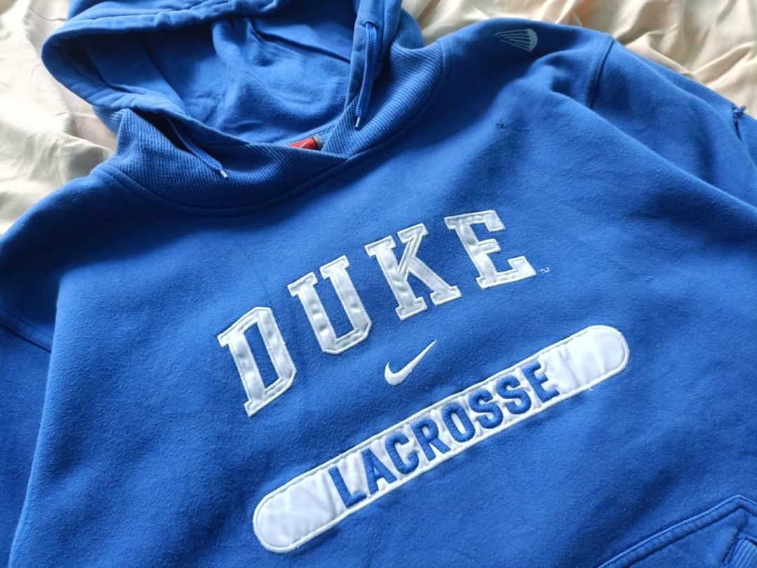 Vintage center nike Hoodie 90s duke lacrosse Fesyen Pria Pakaian