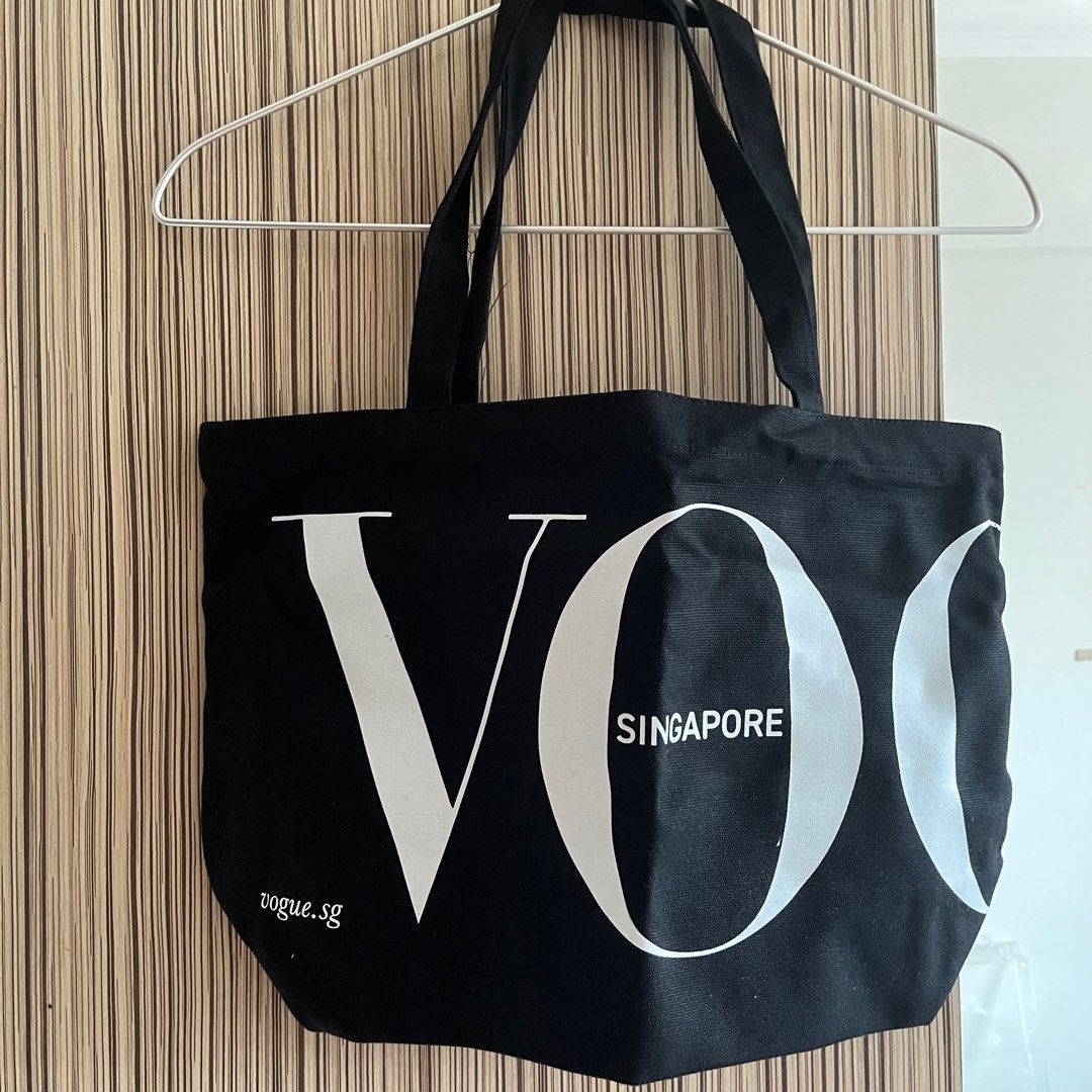 Vogue Canvas Tote Bag in Natural Denim and Black