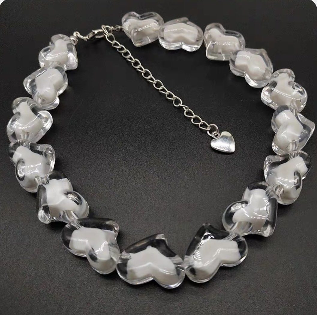 White sales heart necklace