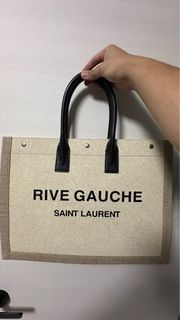 Saint Laurent Large Rive Gauche Leather Tote Sea Salt