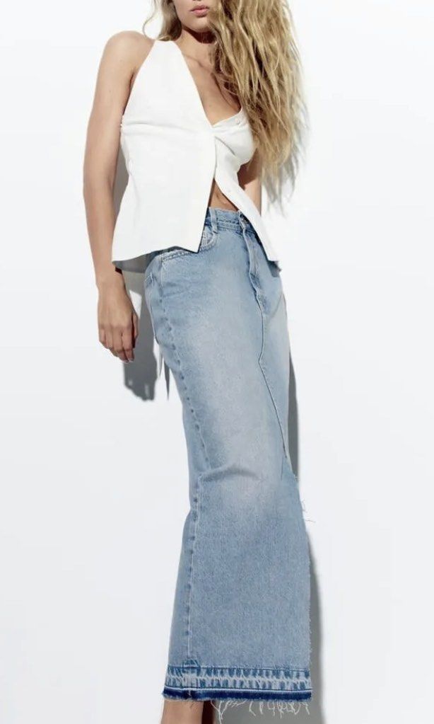 Zara best sale denim skirt