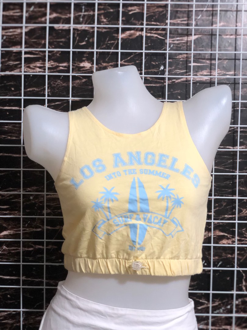 ZARA YELLOW SUMMER CROP TOP, Women's Fashion, Tops, Sleeveless on Carousell