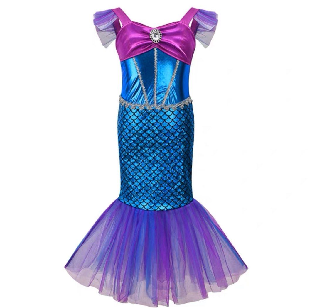 100 120 140cm Girl Little Mermaid Ariel Dress kids hallowed