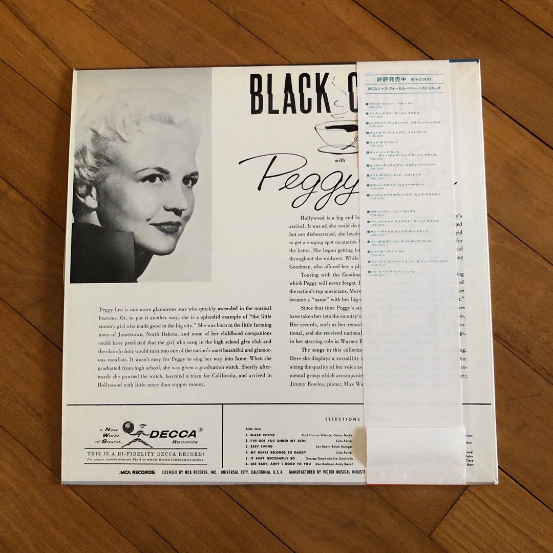 Jazz,　(Japan　with　VIM-4501/LP/　Mono,　13383　Media,　Black　Coffee　Music　Vinyls　Peggy　Lee　1980　Hobbies　Reissue)　Toys,　on　Carousell