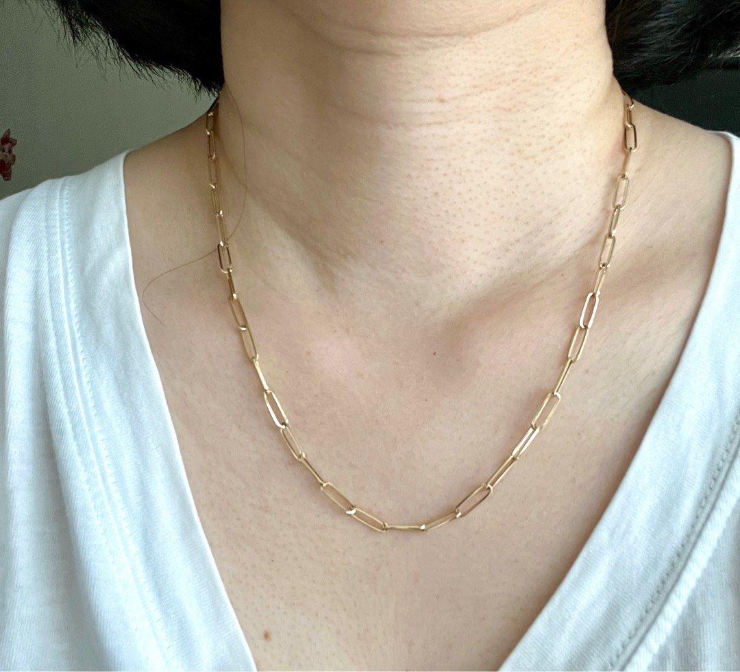SALE 18k paperclip necklace 10161 Women s Fashion Jewelry