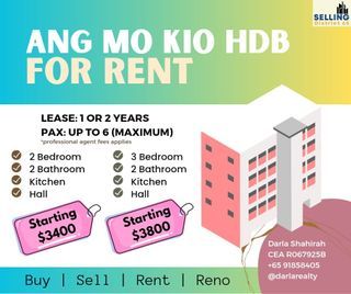 For Rent: Ang Mo Kio Yio Chu Kang Mayflower Bishan Toa Payoh HDB