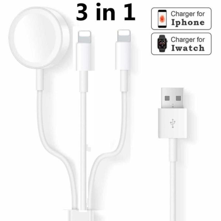 3 In 1 Charger for Apple Watch Series 1 2 3 4 USB Magnetic Charging Cable for iPhone 5 6 7 8 X plus Apple Watch Charger Lighting Cable