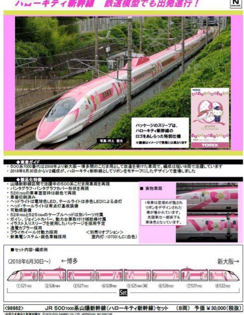 TOMIX Nゲージ JR 500 7000系山陽新幹線 ハローキティ新幹線 8両