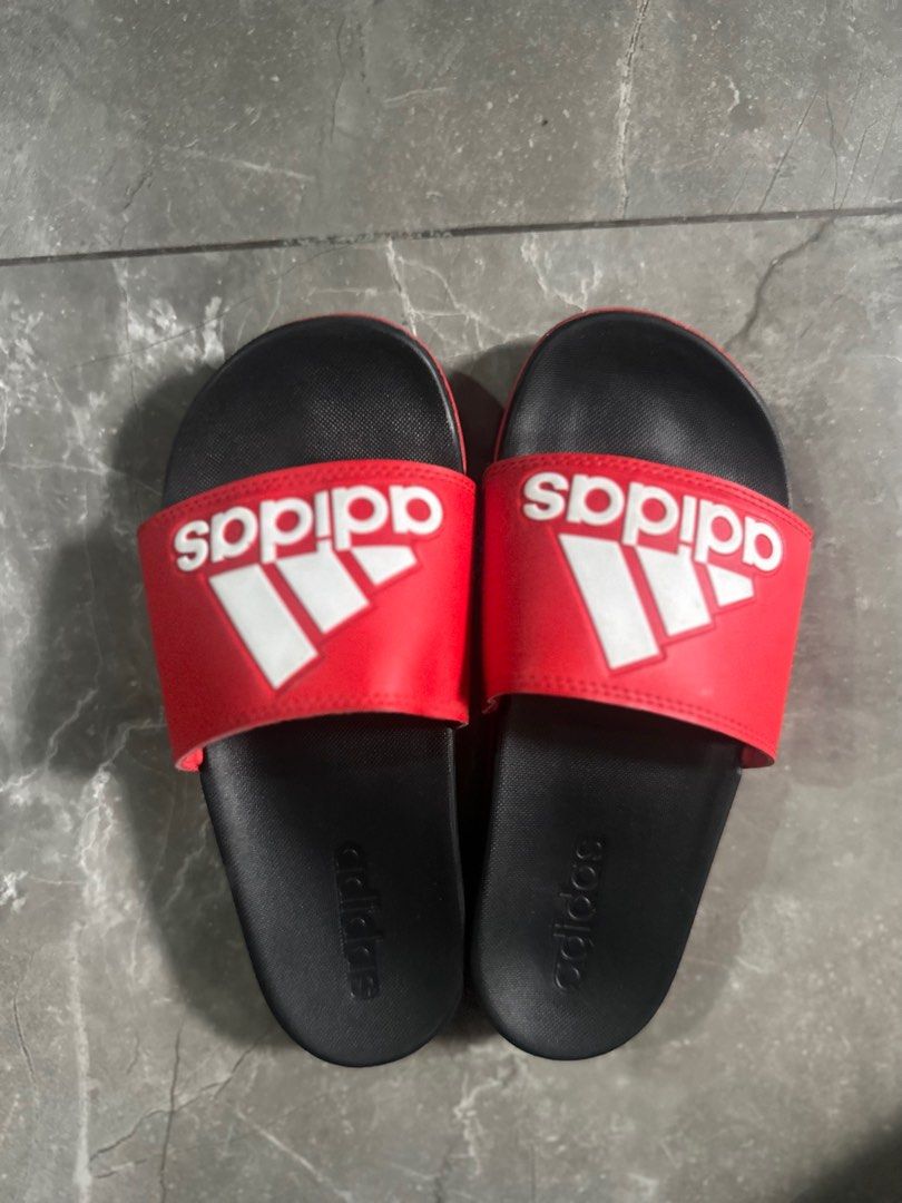 Red and on sale black adidas slides