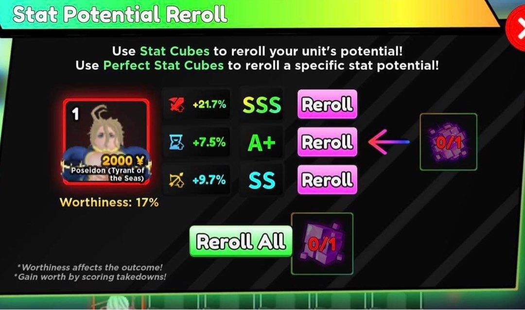 📦1st SSS Stat Reroll Cooldown [👾UPD 14] Anime Adventures #sss #rerol