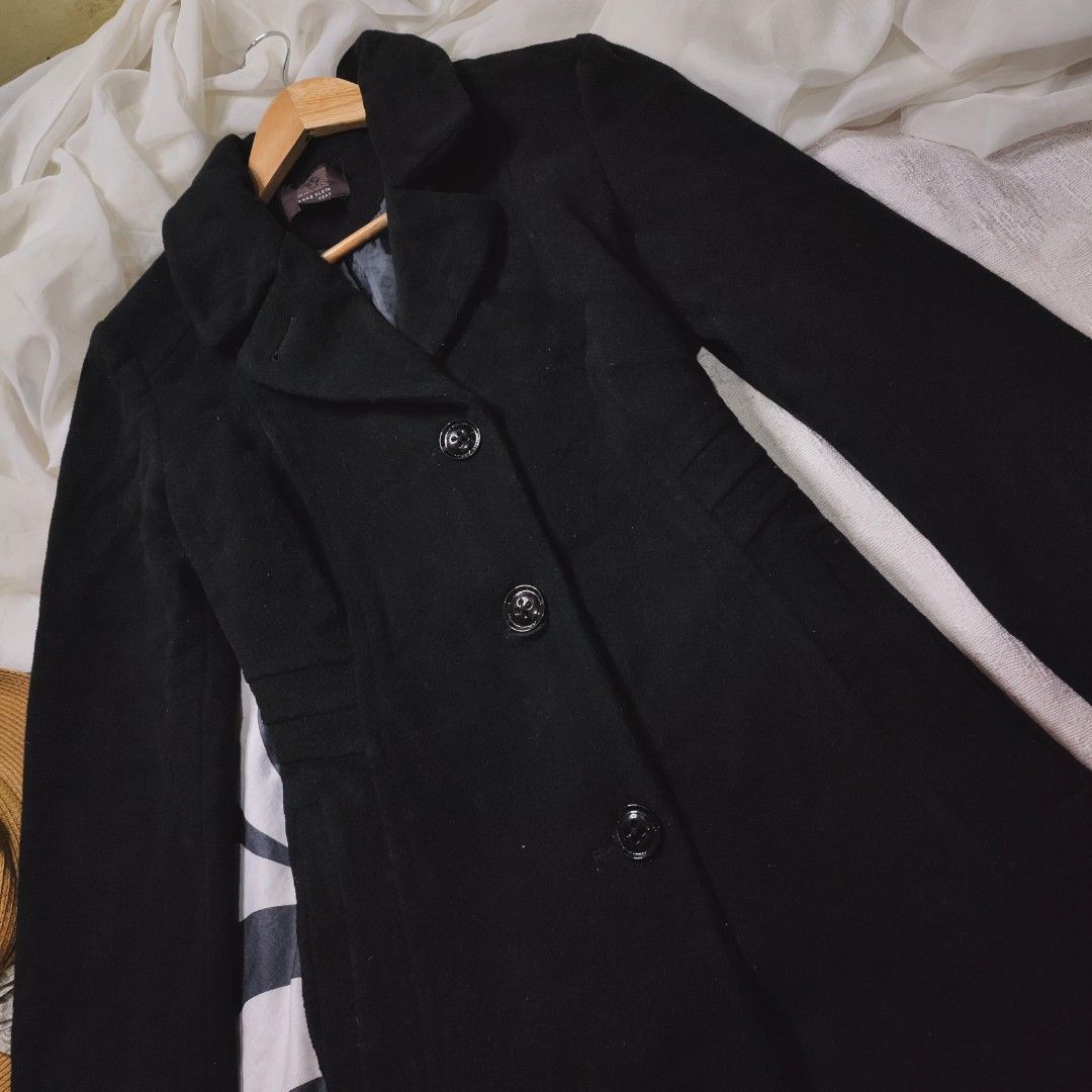 ANNE KLEIN Wool Coat in Black coat blazer trench coat