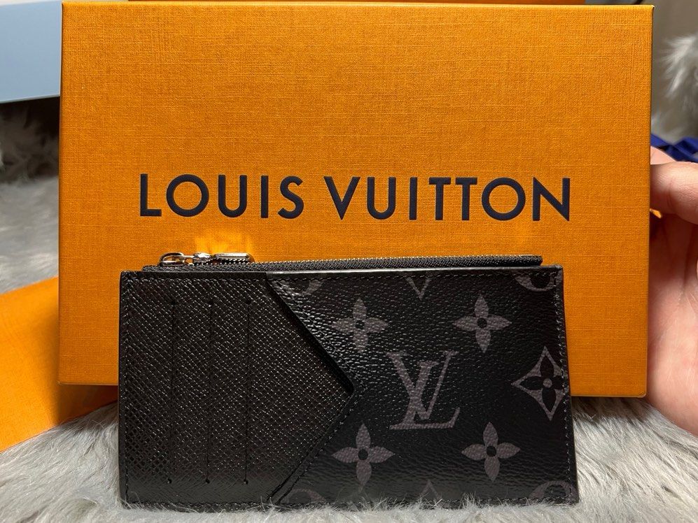 Authentic Louis Vuitton Coin Card Holder Taiga Leather Monogram