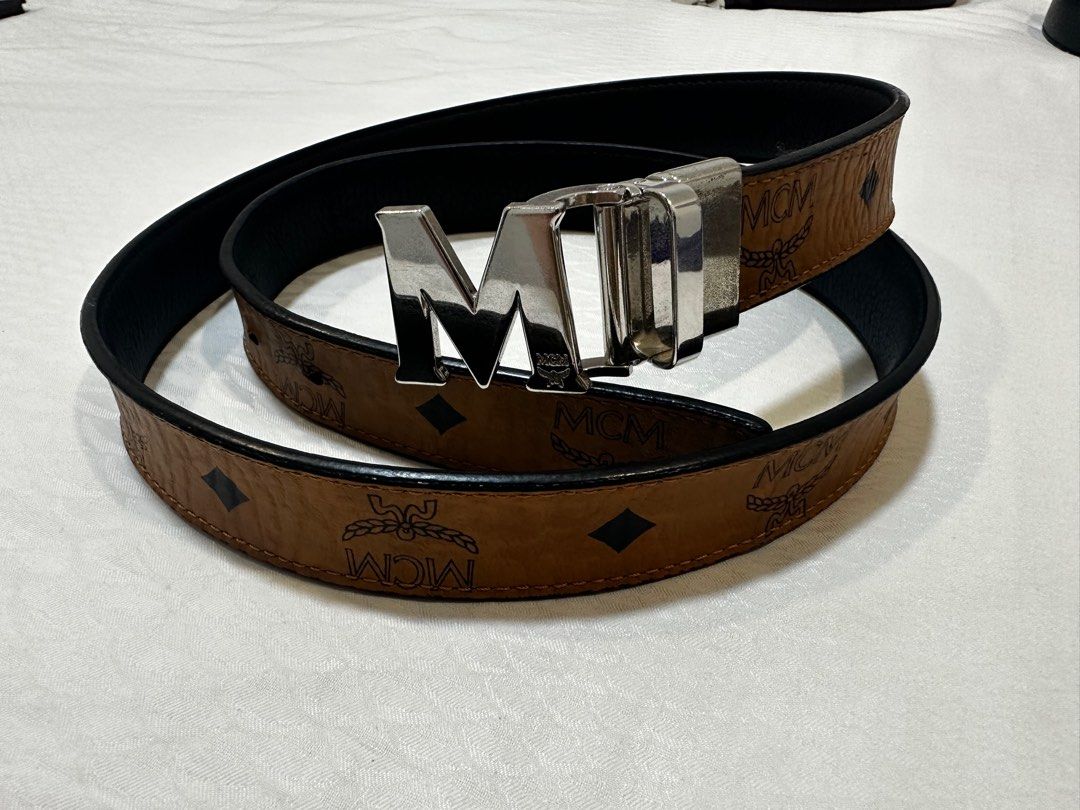 Authentic MCM reversible leather belt